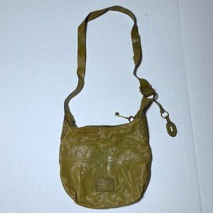 Fossil Brown Leather Shoulder Bag Purse Handbag Pocket Hobo Distressed Key Charm